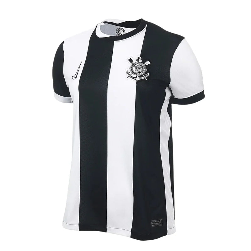 Camisa Feminina Corinthians III  Torcedor - Branco+Preto