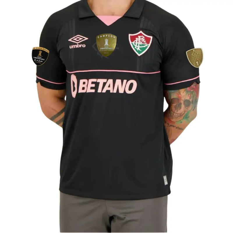 Camisa Masculina Fluminense 2023/25 - Goleiro + Patchs Campeão Libertadores