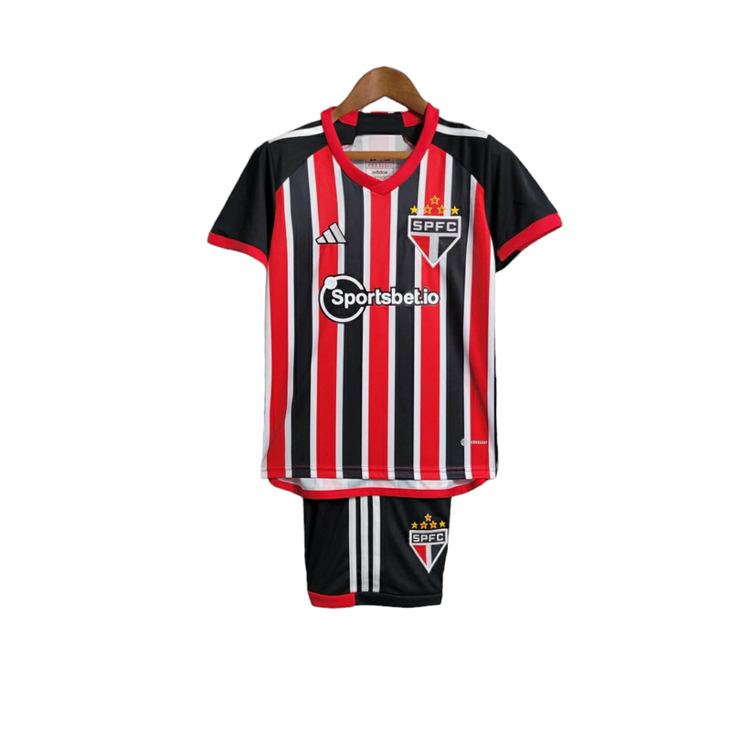 Kit Infantil São Paulo Away 23/24 - Vermelho e Preto